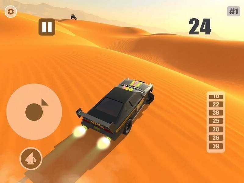 Desert Run Supreme gameplay screenshot showing a car racing through desert dunes